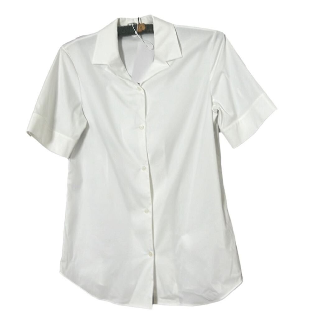 LAFAYETTE 148 NEWYORK NOTCH COLLAR STRETCH COTTON SLIM SHIRT SIZE 0